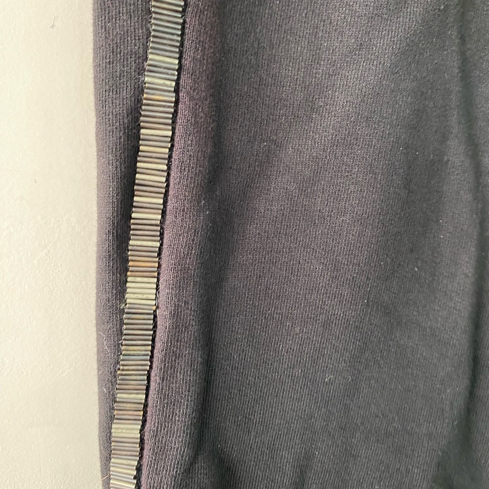 Juicy Couture Black Cotton Joggers Metallic Beaded Side Stripe Trim Charm M - Picture 6 of 8